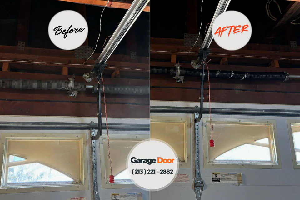 Before and after: garage door repair Delano, CA